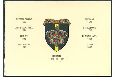 Kongens Jyske Fodregiment's Slag fra Bremerførde 1657 - Dybbøl 1864. Indeni kortet ses Landsoldaten i Fredericia. Uden adresselinier. U/no. 