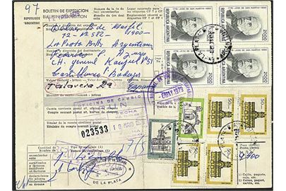 8740 pesos porto på adressekort fra La Plata, Argentina, d. 8.5.1979 til Spanien.