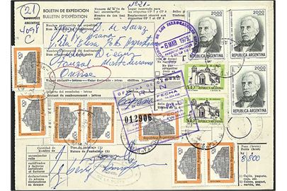 7700 pesos porto på adressekort fra Argentina d. 6.3.1979 til Spanien.