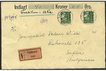 40 øre Karavel på 80 øre frankeret værdibrev (40 kr.) fra Hillerød d. 18.11.1931 til Sofia, Bulgarien. God udlandsforsendelse.