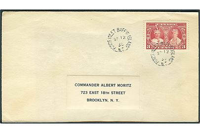 3d på filatelistisk kuvert stemplet Ponds Inlet Baffin Island d. 12.9.1935 til Brooklyn, USA. Fra canadisk arktis.