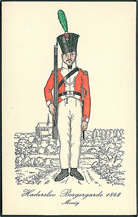 3 postkort med: Haderslev Borgergarde 1848 - Menig, Tamburinmajor & Kaptajn. U/no.