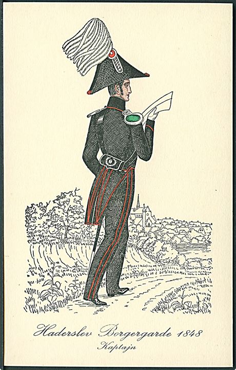 3 postkort med: Haderslev Borgergarde 1848 - Menig, Tamburinmajor & Kaptajn. U/no.