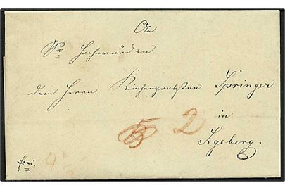 1846. Foldebrev med indhold dateret Seefeld d. 30.12.1846 til Segeberg. Flere portopåtegninger.