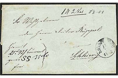 1862. Adressebrev for pengeforsendelse med antikva III stempel Sønderborg d. 11.7.1862 til Schleswig. På bagsiden påskrevet afsender i Atzerballig Skov