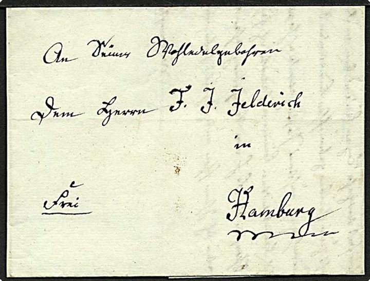 1818. Lille franco-brev dateret Gelting d. 28.3.1818 til Hamburg.