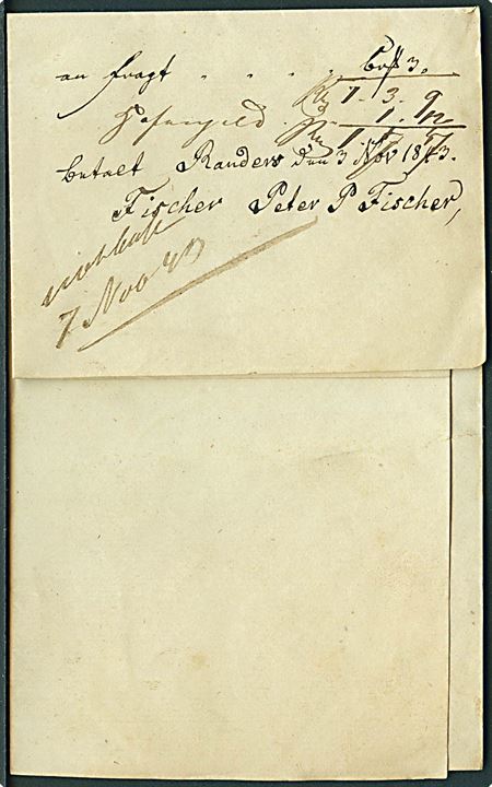 1843. Fragtbrev for forsendelse fra Flensburg d. 3.11.1843 til Randers.