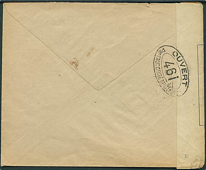 25 cts. på brev fra Barcelona ca. x.2.1918 (utydelig dato) til Paris, Frankrig. Crash-brev med fransk stempel: Accidente de Service og åbnet af fransk censur. Brevet har muligvis været forsinket ved jernbaneulykke. 