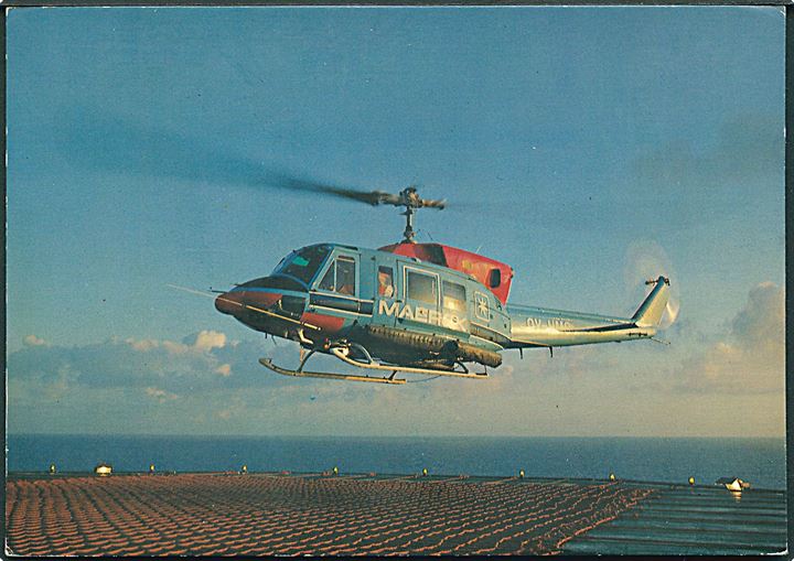 Helikopter. Bell 212 helikopter. Anvendes ad Maersk Air bla. til beflyvning af olie/gasfelterne i Nordsøen. U/no. 
