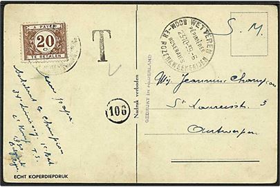 Ufrankeret belgisk feltpost brevkort mærket S.M. stemplet Wetteren d. 23.10.1939 til Antwerpen. Udtakseret i 20 c. porto.