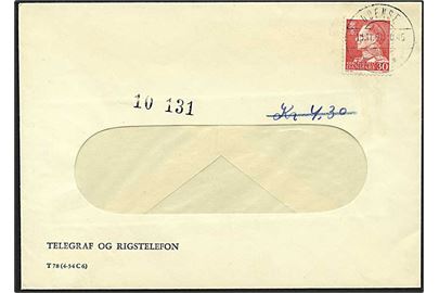 30 øre rød Fr. IX på lokalt sendt brev fra Post- & Telegrafvæsenet i Odense d. 13.11.1961.