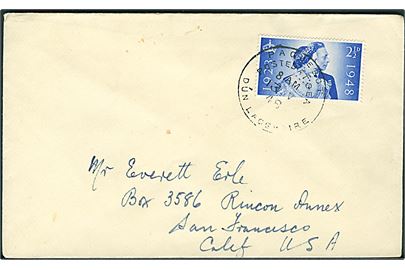 2½d Silver Jubilee udg. på brev annulleret med irsk skibsstempel Paquebot Posted at Sea Dún Laoire d. 13.5.1948 til San Francisco, USA.