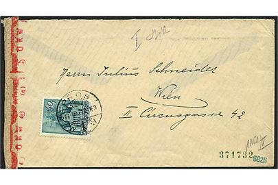 40 f. Esztergom single på brev fra Pecs d. 10.5.1942 til Wien, Tyskland. Åbnet af tysk censur i Wien.