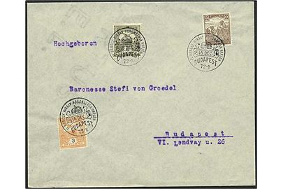 3 f. og 6 f. Turul, samt 20 f. Høstarbejder på brev annulleret med særstempel i Budapest d. 31.12.1916.