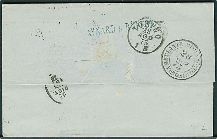 40 c. Ceres på brev annulleret med nr.stempel 6314 fra Lyon d. 27.8.1873 til Torino, Italien.