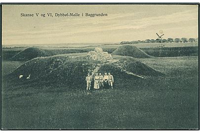 Skanse V og VI, Dybbøl Mølle ses i baggrunden. J. Boisen no. N 82.