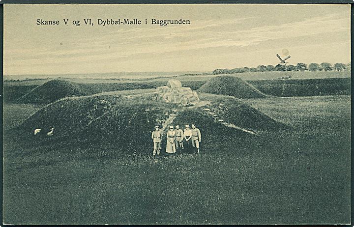 Skanse V og VI, Dybbøl Mølle ses i baggrunden. J. Boisen no. N 82.