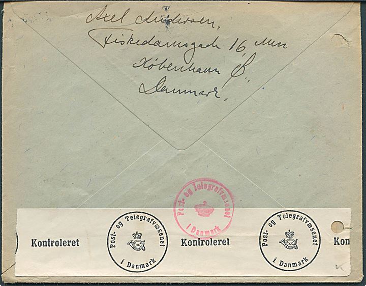 20 øre Karavel på brev fra København d. 11.10.1941 til Göteborg, Sverige. Åbnet af dansk censur og returneret med stempel: Fra Udlandspostkontrollen / Retur Afsenderen. 2 arkiv huller.