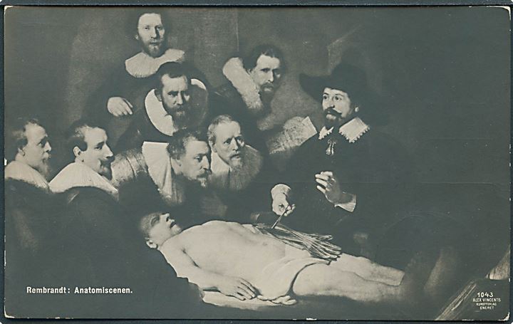 Rembrandt: Anatomiscenen. Alex Vincents no. 1043. Fotokort. 