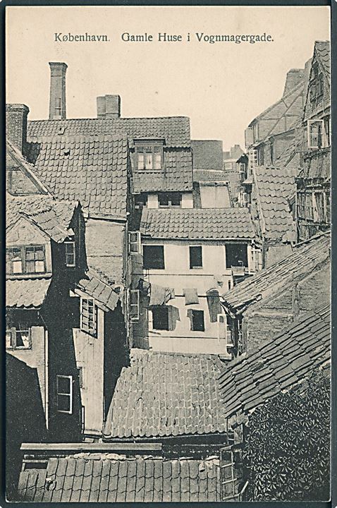 København. Vognmagrgade, udsigt over gamle huse. Fritz Benzen type III no. 521