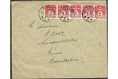 2 øre Bølgelinie (5) på brev fra Odense *1* d. 20.6.1919 til Rønne på Bornholm.