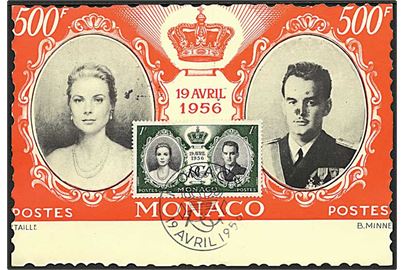 1 fr. Fyrstebryllup på maxikort annulleret med særstempel 19.4.1956.