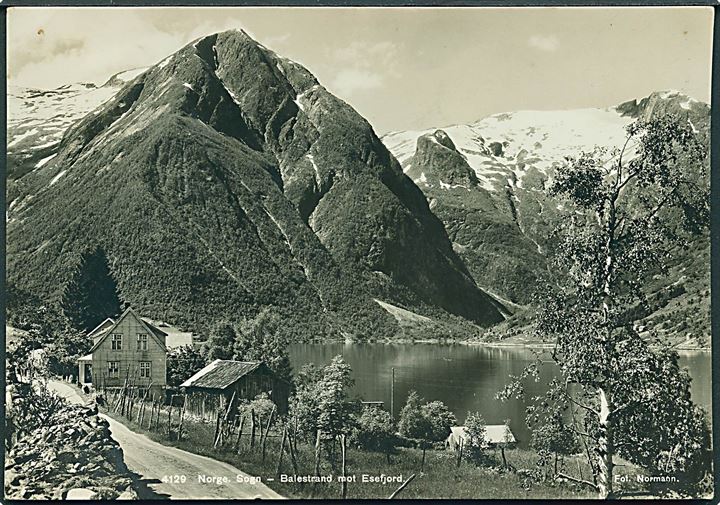 Sogn - Balestrand mot Esefjord, Norge. Carl Normann Kunstforlag no. 4129. Fotokort. 