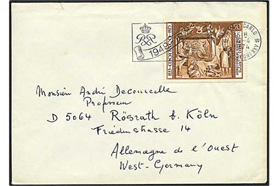 50 centimes brun på brev fra Monte Carlo, Monaco, d. 4.4.1974 til Köln, Tyskland.