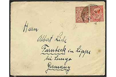 1d og 1½d George V på rederi-kuvert annulleret med skibsstempel PAQUEBOT ADEN d.3.12.1928 til Tyskland.
