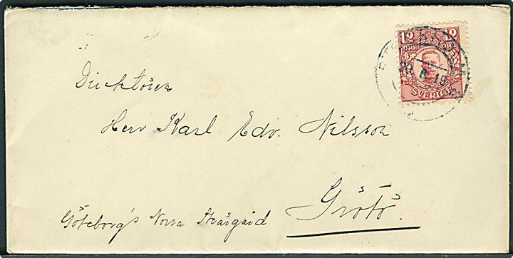 12 öre Gustaf på brev fra Stockholm d. 29.6.1919 til Grötö i Göteborg norra skärgård.