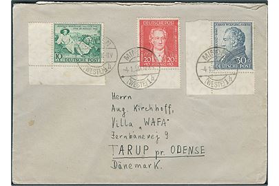 Komplet sæt Goethe på brev fra Minden d. 4.1.1950 til Tarup pr. Odense, Danmark.