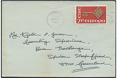 7d Europa udg. på brev fra Limerick d. 14.5.1968 til Sdr. Strømfjord, Grønland.