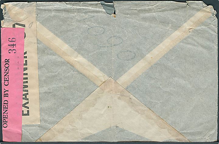 1,45 p. blandingsfrankeret luftpostbrev fra Buenos Aires d. 10.6.1940 til Dublin, Irland. Åbnet af både britisk og irsk censur. Kuvert flosset.