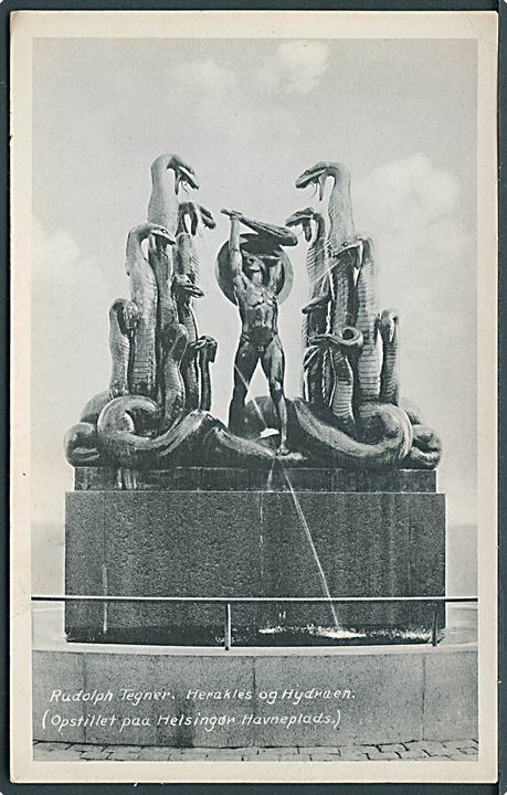 Helsingør, Herakles og Hydraen statue af Rudolph Tegner på havnepladsen. Stenders Helsingør no. 279.