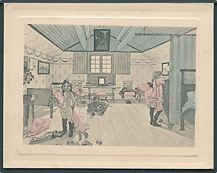 Larsson, Carl: Småpigernes rum, kartonkort anvendt 1907. U/no.