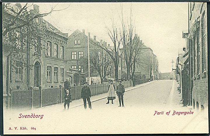 Parti af Bagergade i Svendborg. Alex Vincents no. 664. 