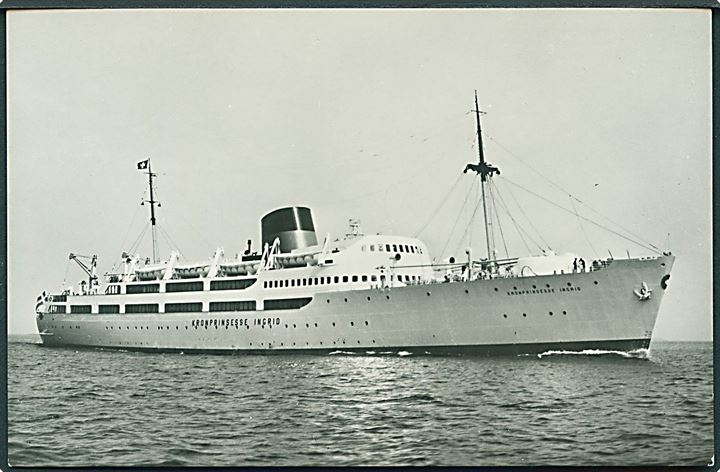 M/V Kronprinsesse Ingrid. Harwich - Esbjerg. The United Steamship Company. Alex Vincents u/no. Fotokort. 