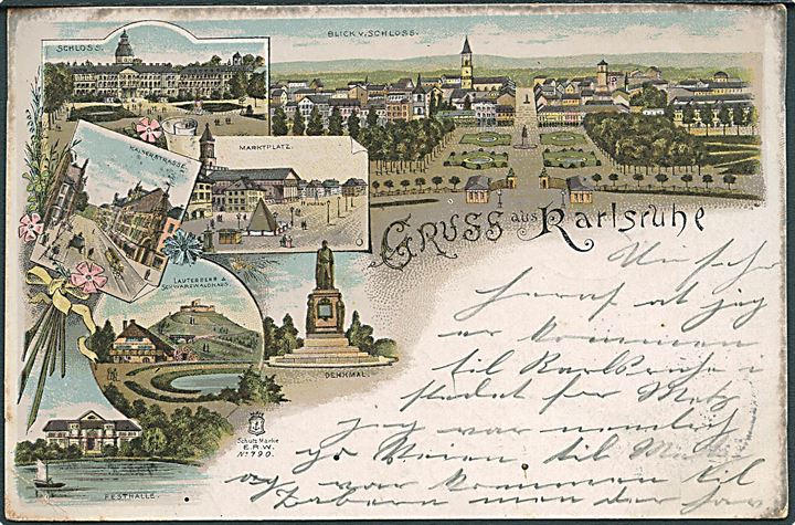 Tyskland, Karlsruhe, Gruss aus. E.R.W. no. 790.