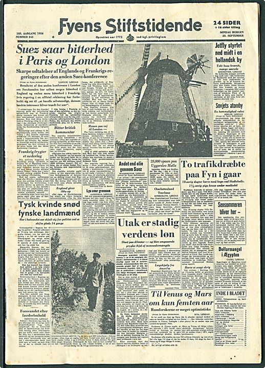 Fyens Stiftstidende miniatyre avis d. 23.9.1956. 24 sider.