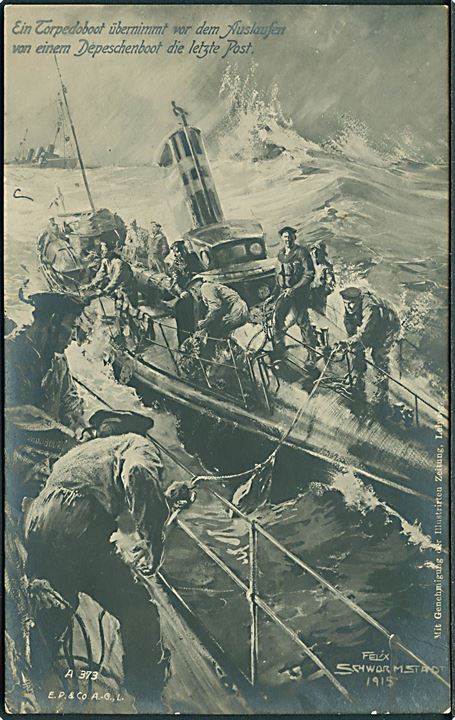 Ufrankeret feltpostkort (Torpedobåd modtager post) med stempel Kais. Deutsche Marineschiffspost no. 117 (= 4. Torpedoboots-Halbflotille) d. 6.2.1916 til Gjennerstrandt, kr. Apenrade.