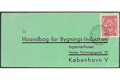 35 c. på brevkort fra Kaunas d. 26.8.1936 til København, Danmark.