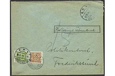 Ufrankeret brev fra Krogstrup d. 24.2.1934 tl Frederikssund. Udtakseret i enkelt porto og påsat 5 øre og 10 øre Portomærker stemplet Frederikssund d. 26.2.1934.