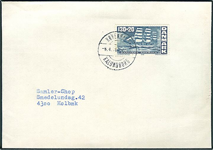 130+20 øre Amerikanske uafhængighed på brev fra Mørkøv annulleret med bureaustempel København - Kalundborg T4296 d. 6.4.1976 til Holbæk.