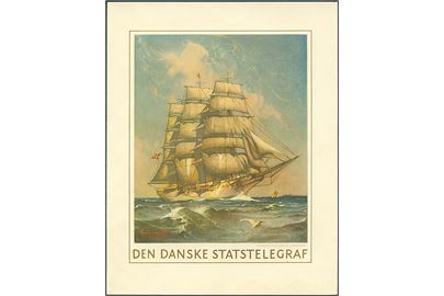 Den danske Statstelegraf lykønskningsformular Statens Skoleskib Danmark (Lyk.8) signeret Harry Kluge 1932. Anvendt i København 1944.