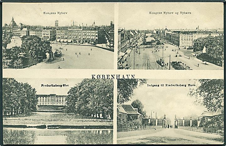 Kongens Nytorv, Nyhavn med sporvogne, Frederiksberg Slot & Frederiksberg Have i København. No. 15536. 