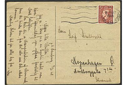 Engelsk 1½d George VI frankeret brevkort stemplet Army Post Office 432 (= Hamburg) d. 8.3.1948 til København, Danmark. Fra dansker under rejse i Tyskland.