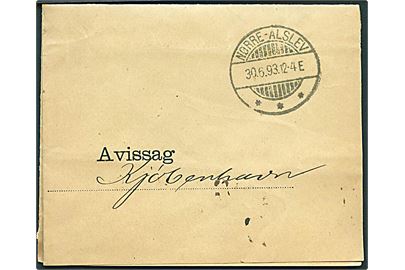 Avissag med brotype Ia Nørre-Alslev d. 30.6.1893 til Kjøbenhavn. Bestilling af manglende eksemplar af Sports Tidende.