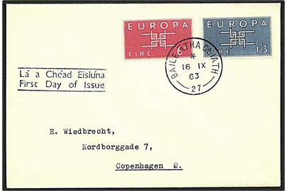 Komplet sæt 1963 Europa udg. på FDC til København, Danmark.