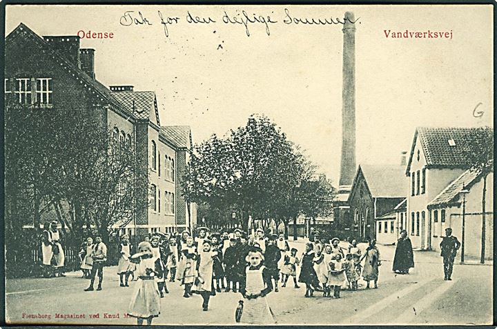 5 øre Fr. VIII på brevkort (Odense, Vandværksvej) annulleret med stjernestempel ALLESTED og sidestemplet Odense - Faaborg T.47 d. 15.8.1907 til Vivild pr. Allingaabro .