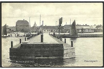 Havneparti fra Ringkøbing. Stenders no. 8375.